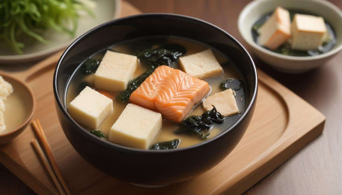 Resep Salmon Miso Soup with Tofu