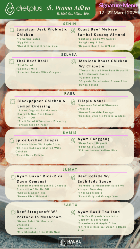 Dietplus X Dr Prama menu 17-22 Maret