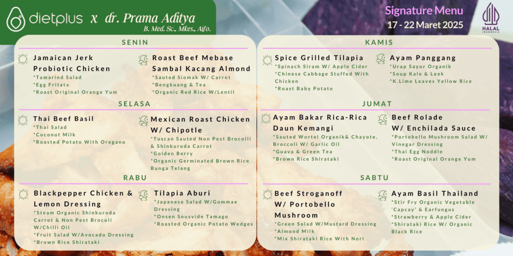 Menu Dietplus X Dr. Prama 17 - 22 Maret