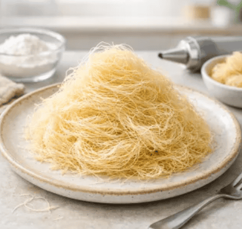 Kataifi serabut pastry tipis yang terbuat dari tepung terigu