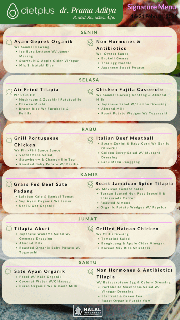 Menu Mobile Dietplus X Dr. Prama 16-21 Februari 2026
