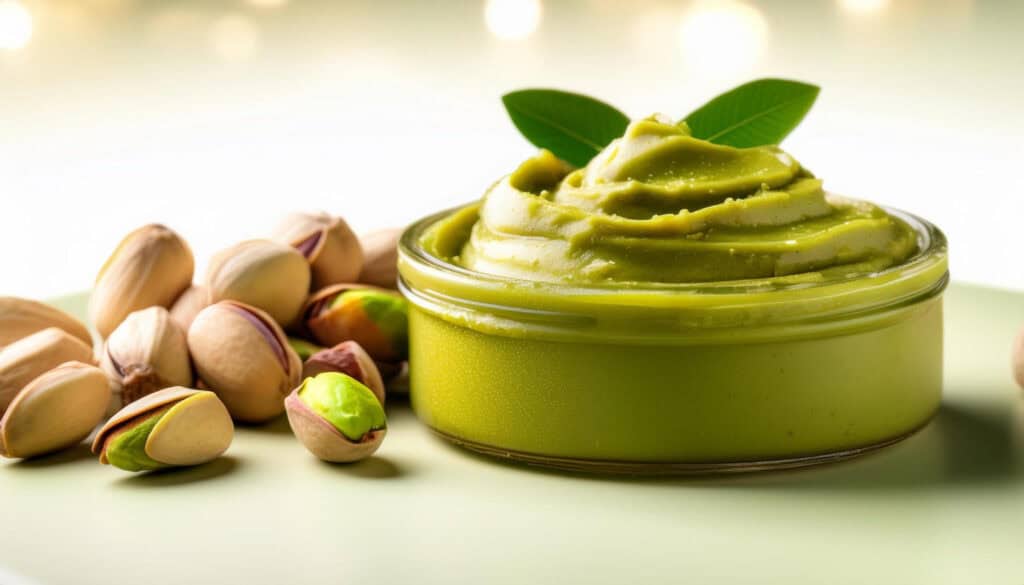 Pistachio cream dengan gula dan lemak yang menjadi padat kalori
