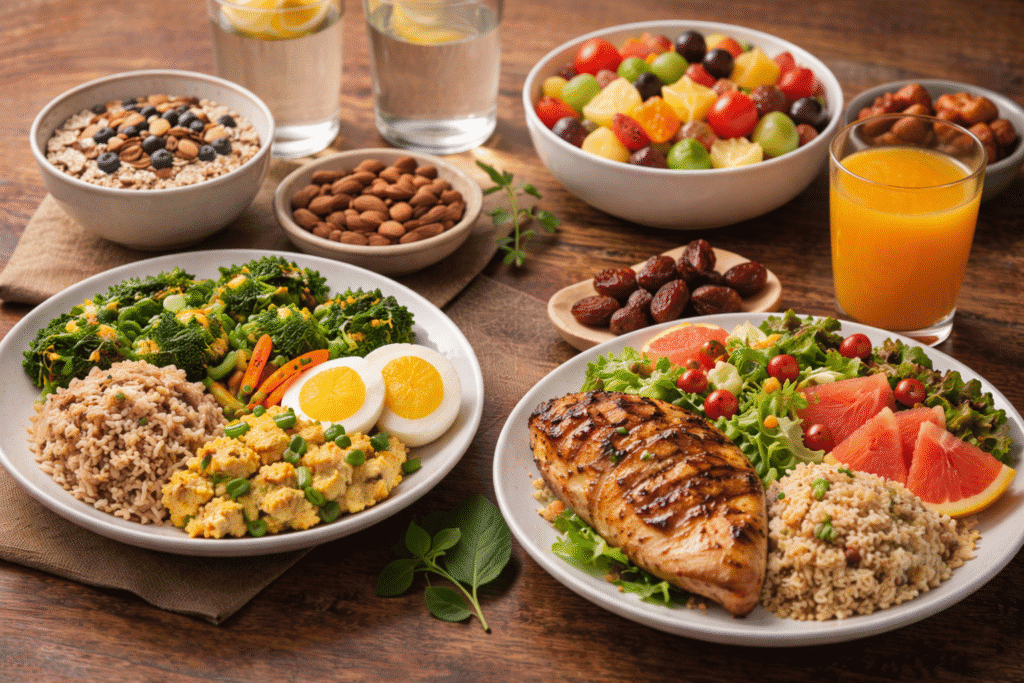 Ilustrasi makanan bergizi seimbang untuk sahur dan berbuka puasa