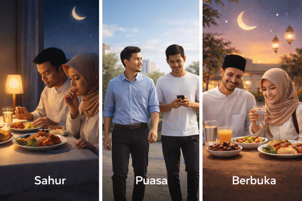 Makan lebih teratur selama bulan puasa membantu pengendalian asupan makanan