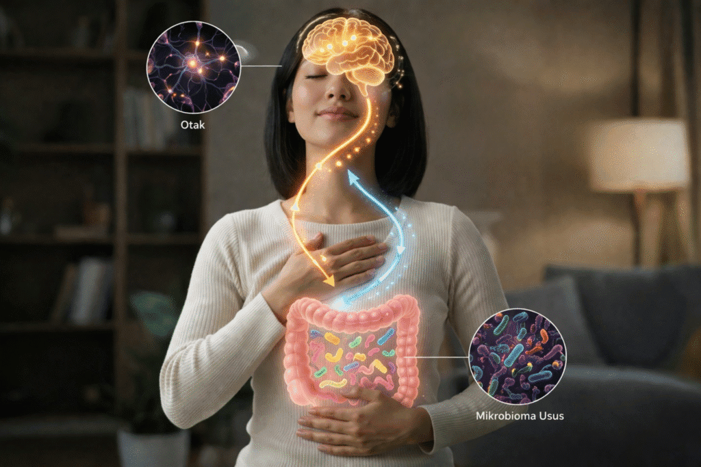 Jalur komunikasi dua arah antara usus dan otak - gut-brain connection.