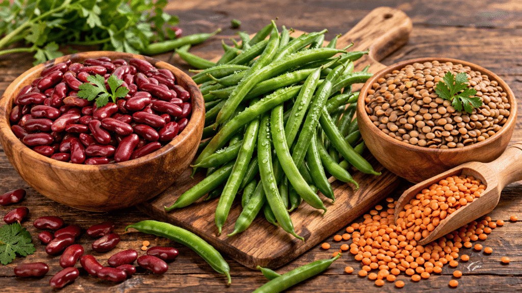 Kacang merah, buncis, lentil sumber protein nabati dan kaya serat
