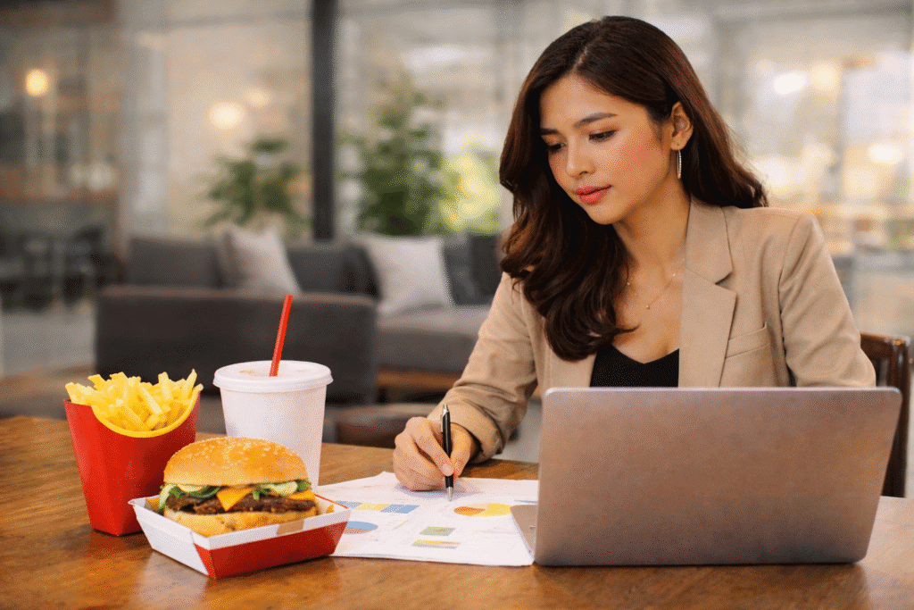 Makan makanan kurang bergizi karena sibuk dan tidak sempat masak sendiri