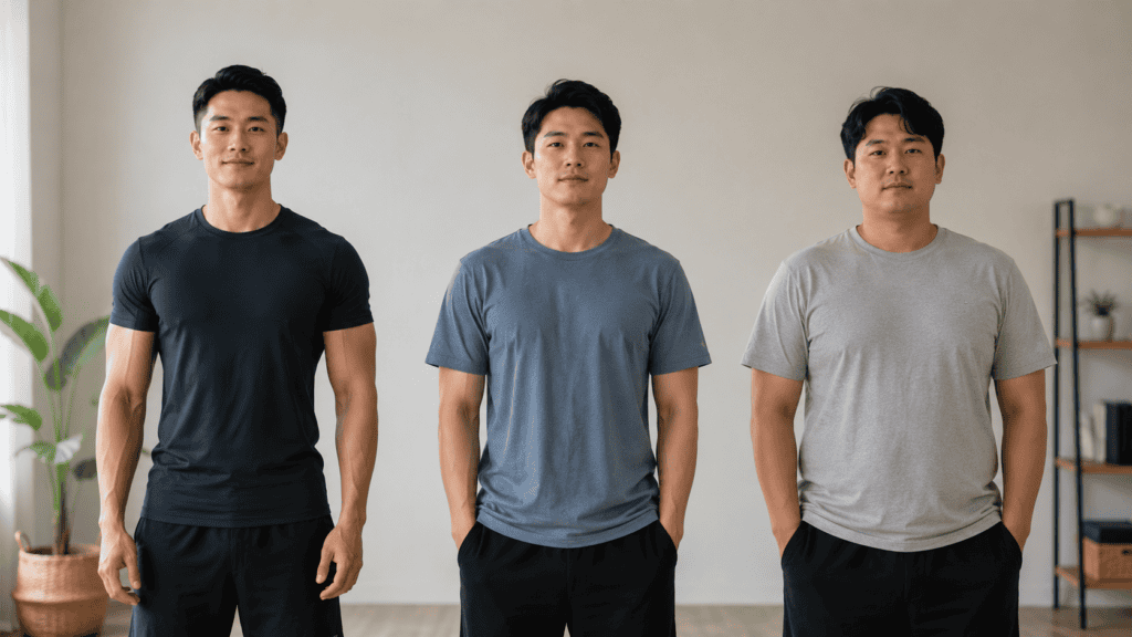Contoh komposisi tubuh pria dengan body fat berbeda