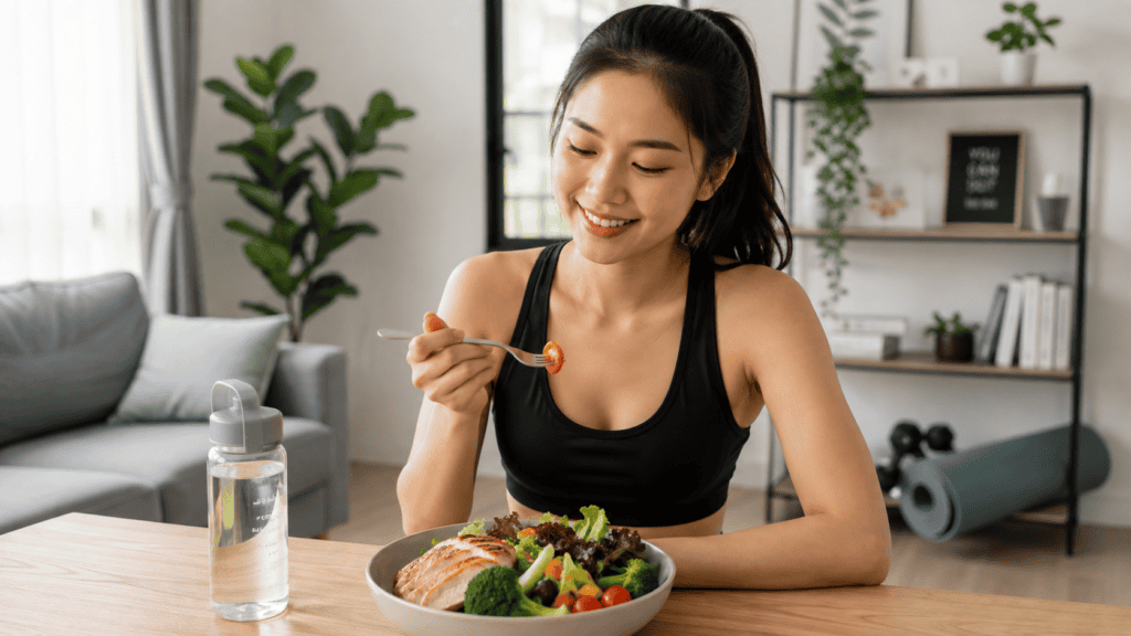 Diet sehat dengan pola makan bergizi dan olahraga rutin