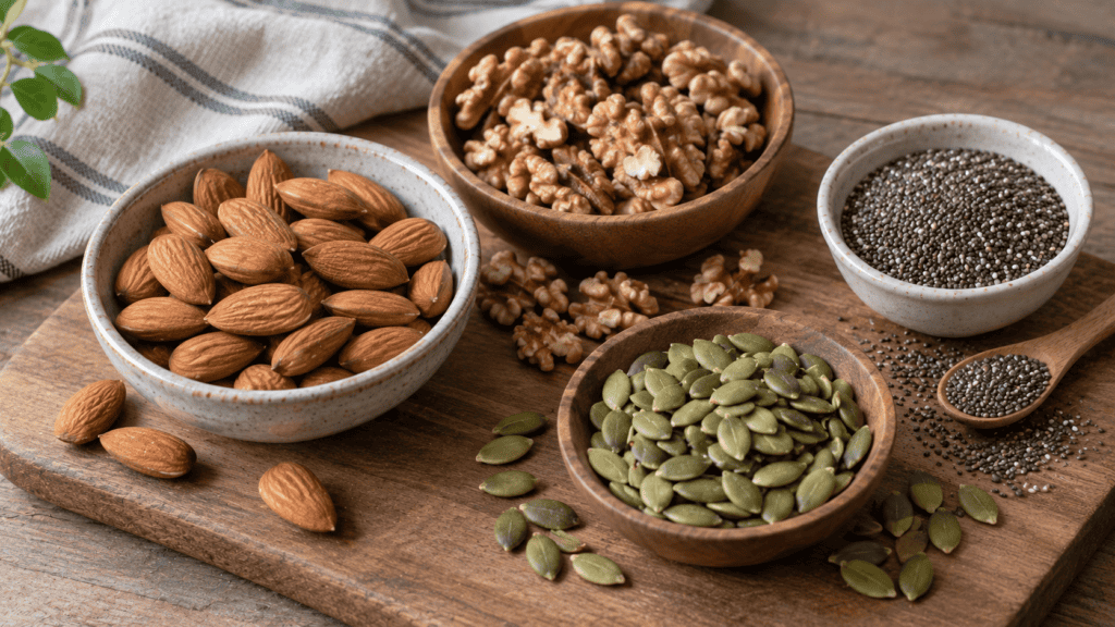 Almond, walnut, chia seed, dan biji labu kaya nutrisi