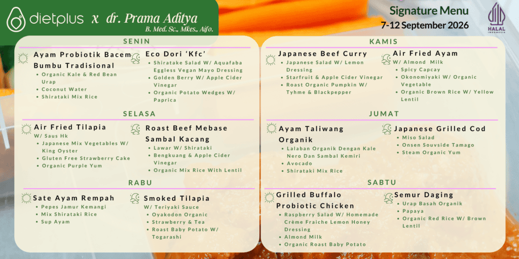 Menu Dietplus X Dr. Prama 7-12 Sept 2026