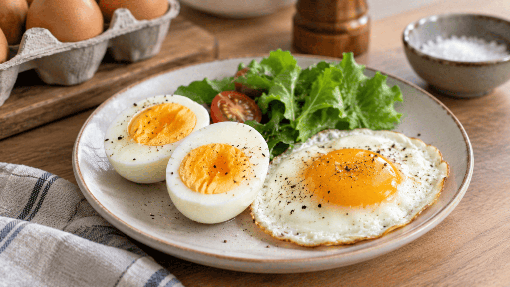 Telur matang kaya protein, vitamin B, dan kolin